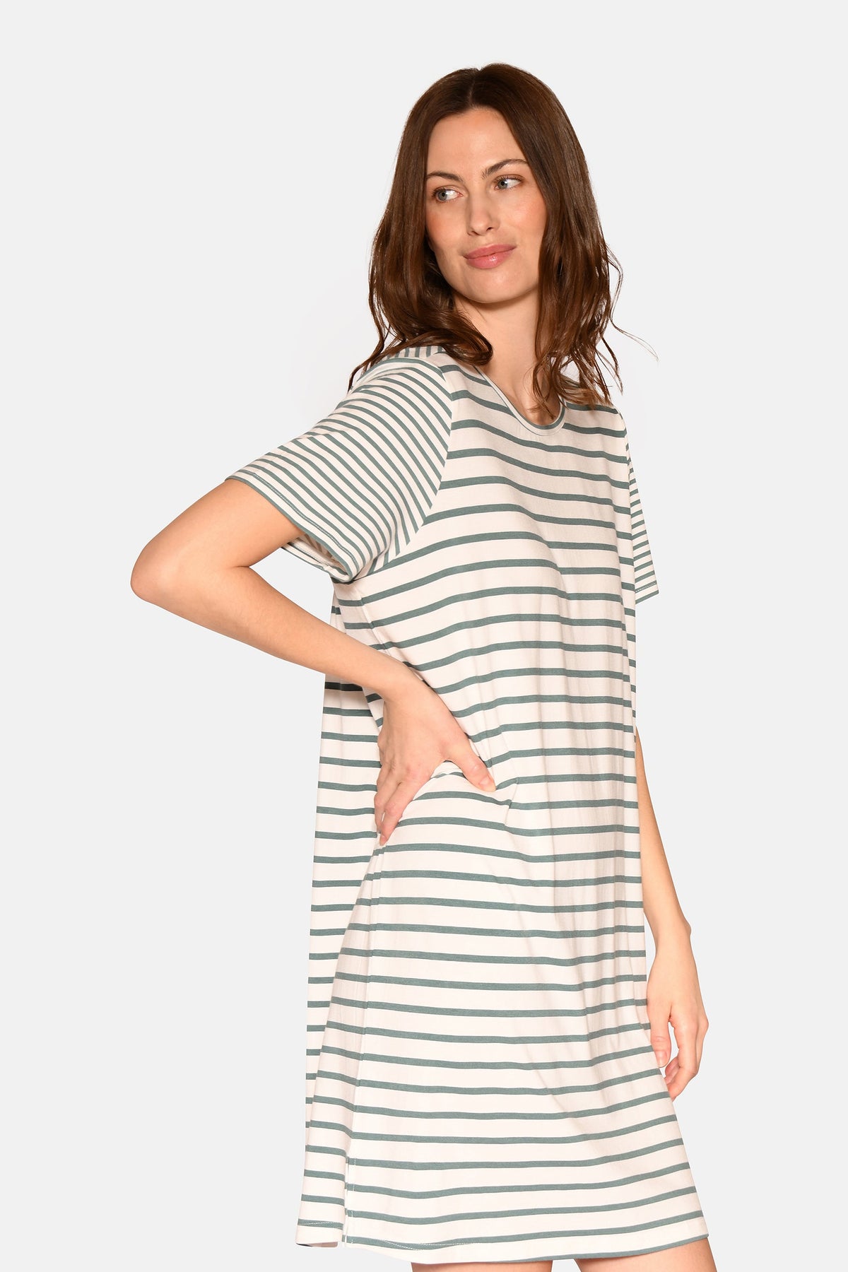 Bea S/S Dress, Sagebrush Green Stripe. – CCDK Copenhagen