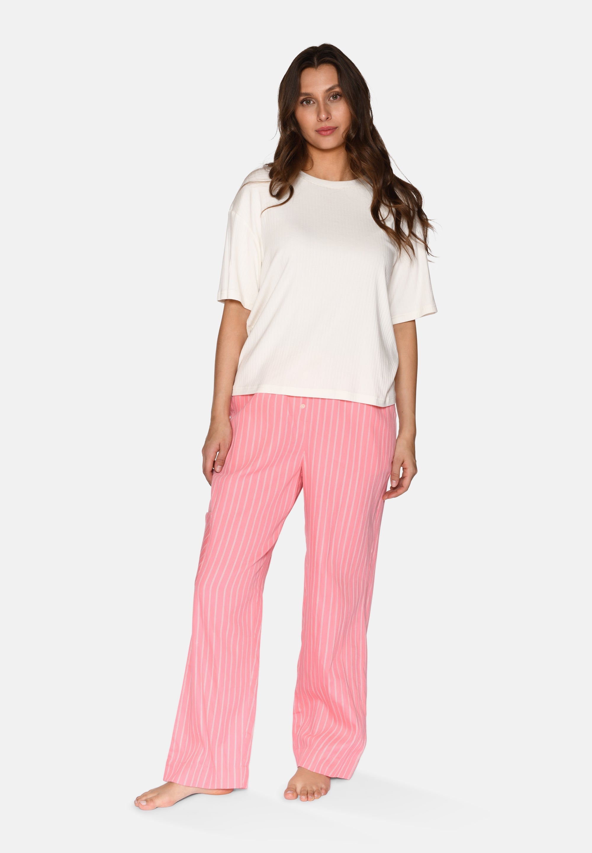 Mila Pants, Geranium Pink Stripe