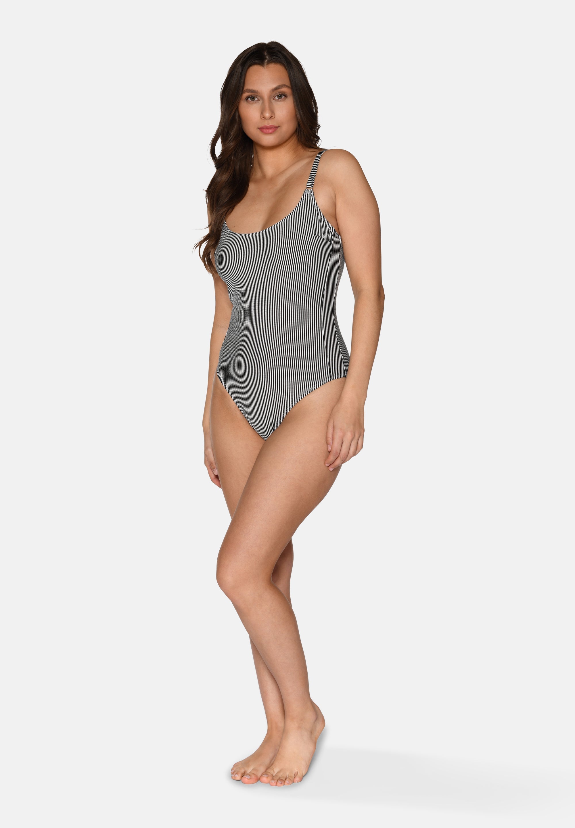 Bella Swimsuit w. Cup, Black Stripe