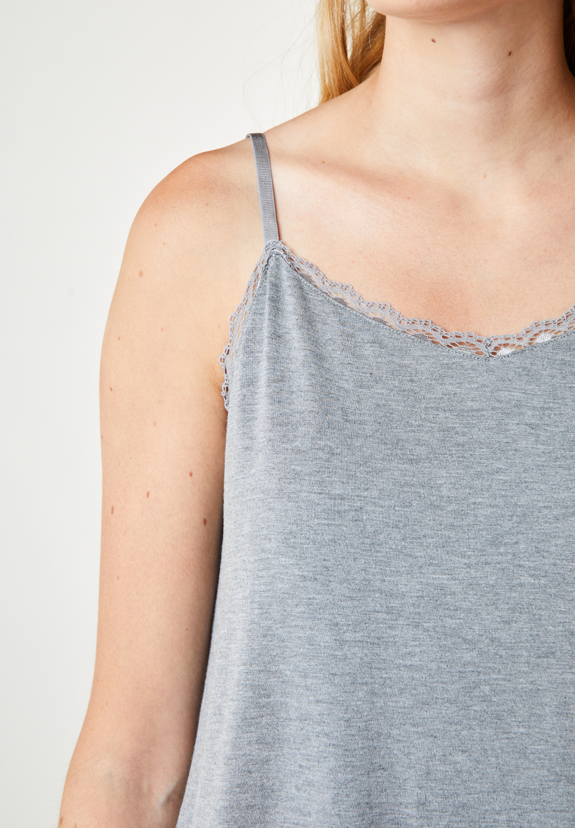 Kendall Chemise Top, Grey Melange