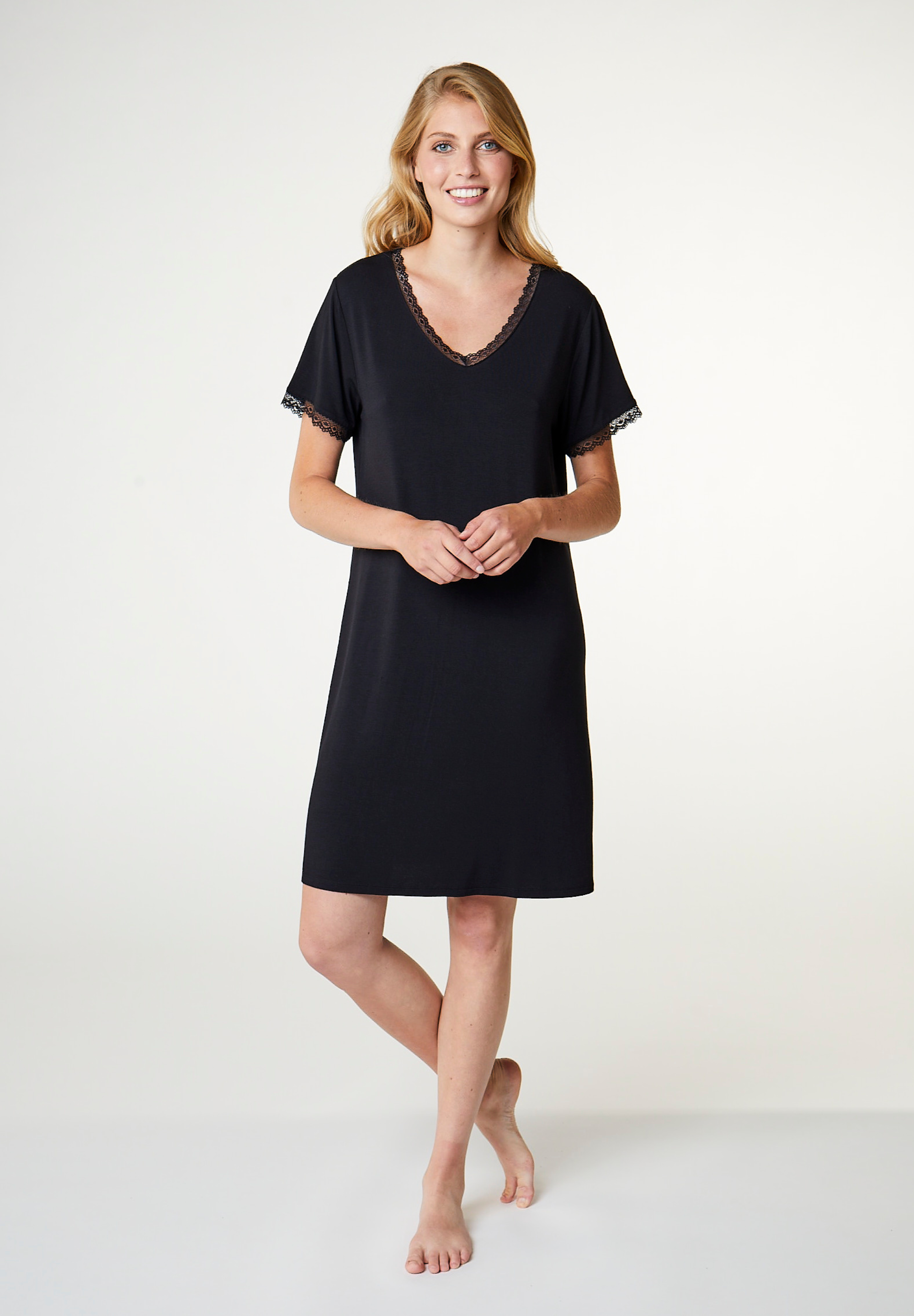 Jacqueline Bamboo Short Sleeve Dress, Black