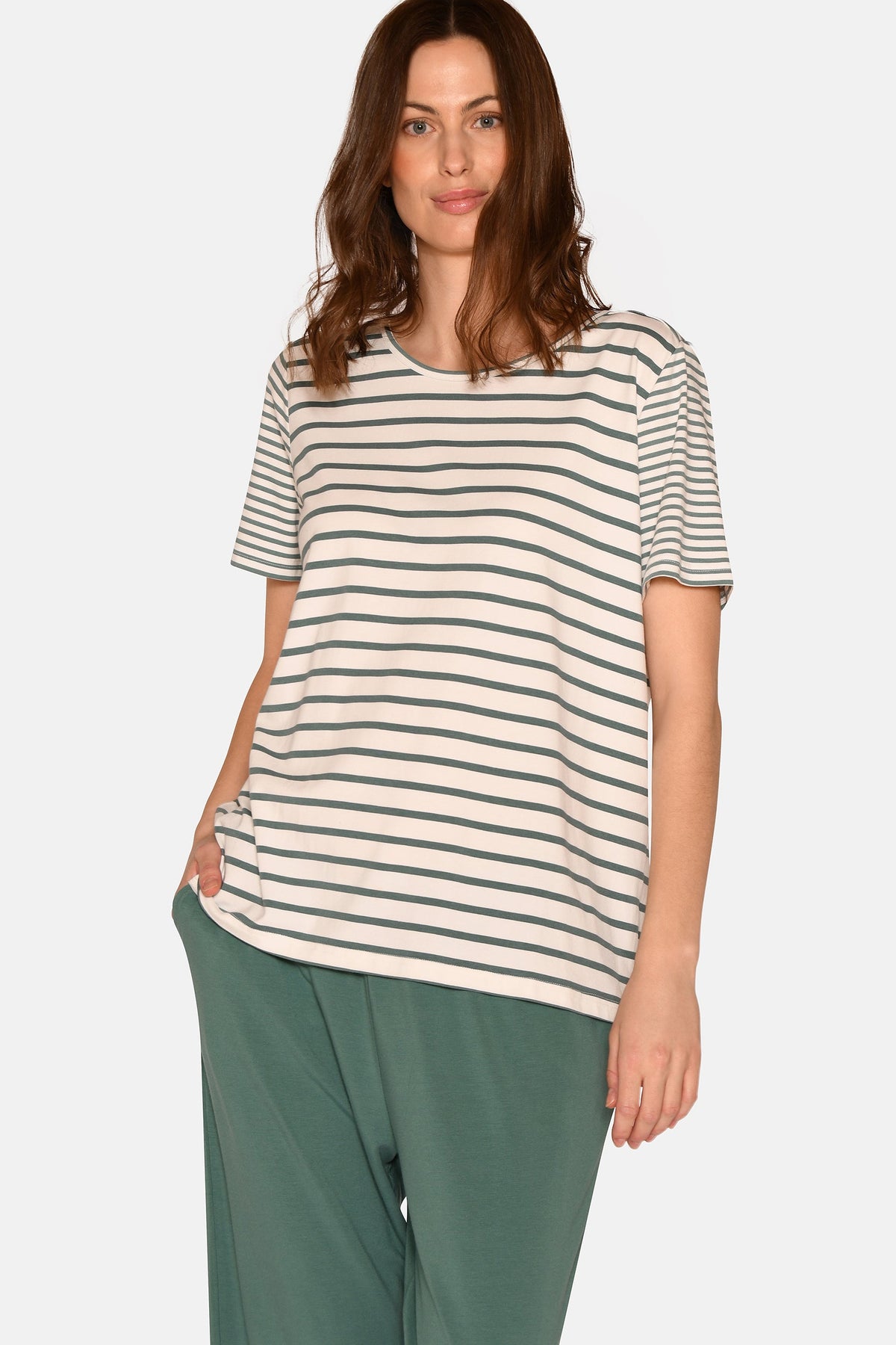 Bea S/S T-shirt, Sagebrush Green Stripe. – CCDK Copenhagen