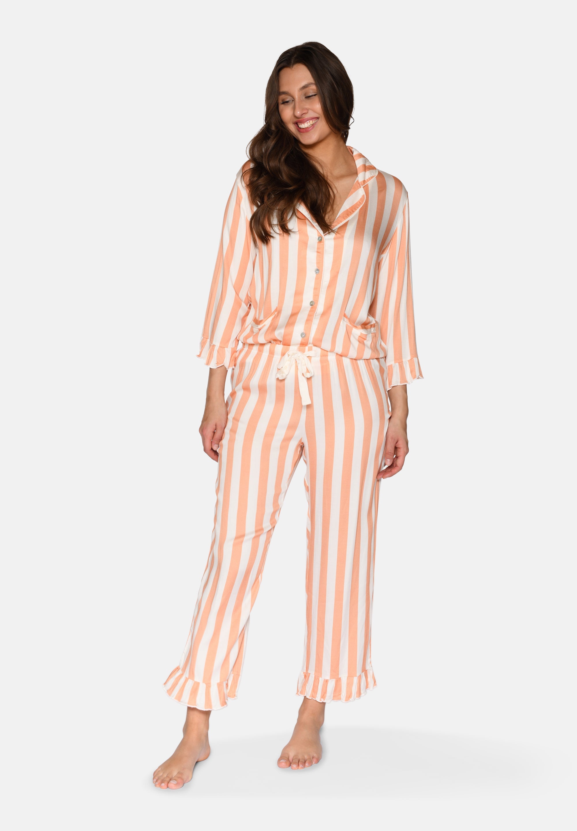 Saga Crop Pants, Coral Sands Stripe