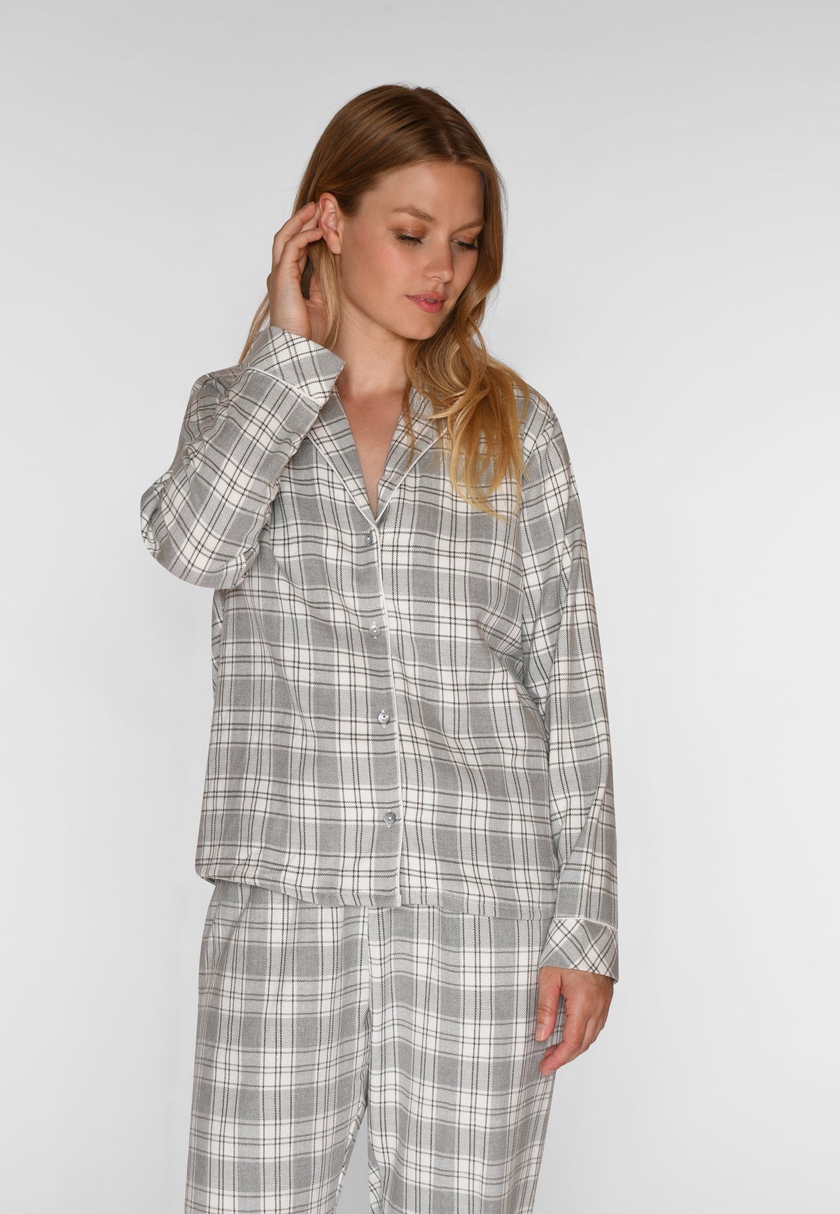 Helga Check Set, Grey Melange Check – CCDK Copenhagen